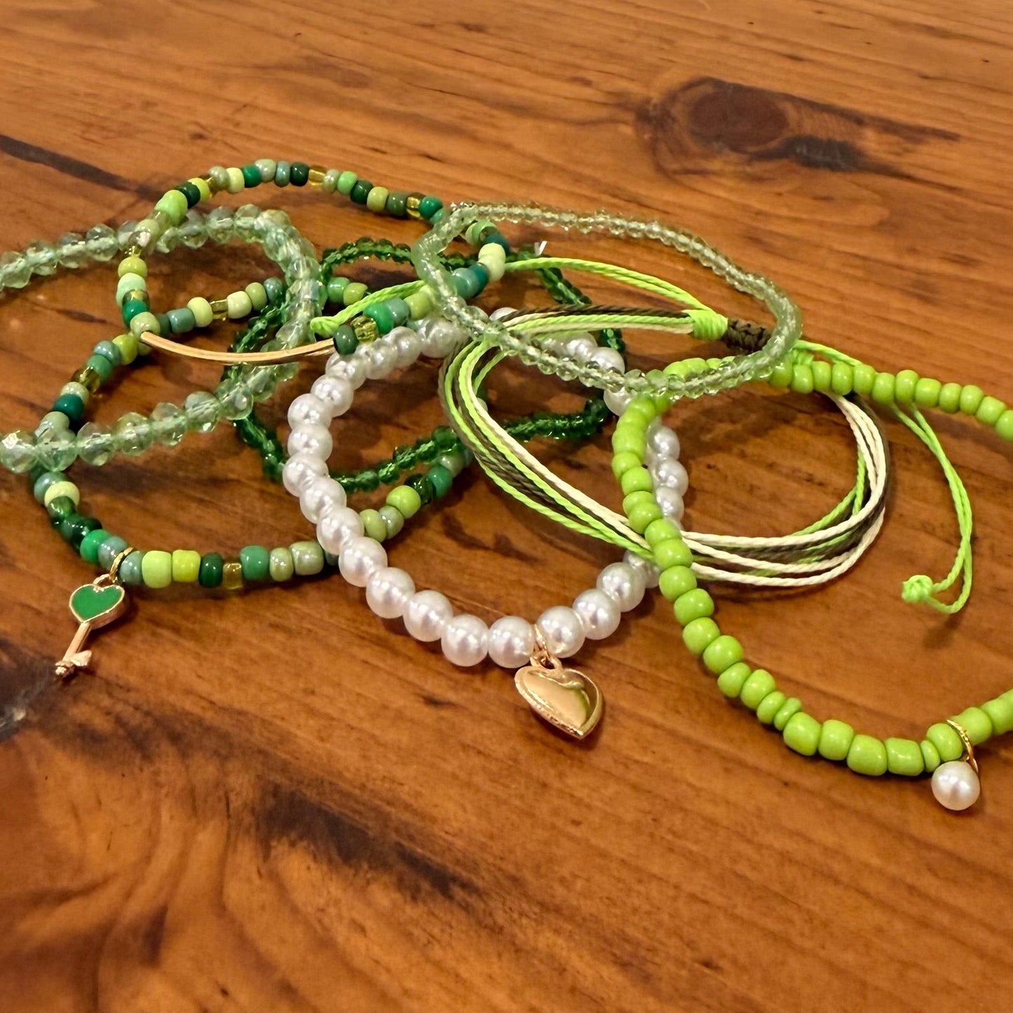 Green Apple Stretch Bracelet Stack