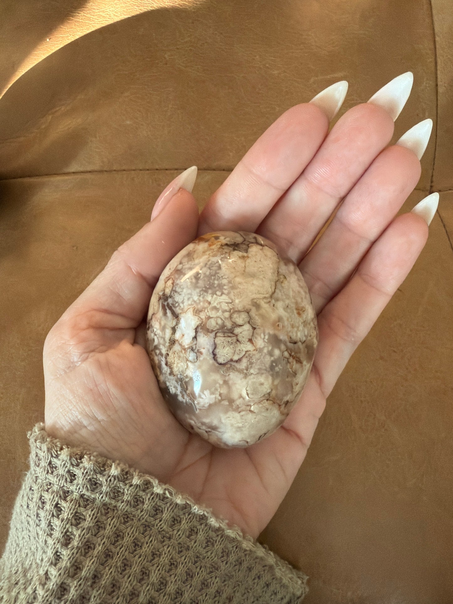 Flower Agate Palm Stones