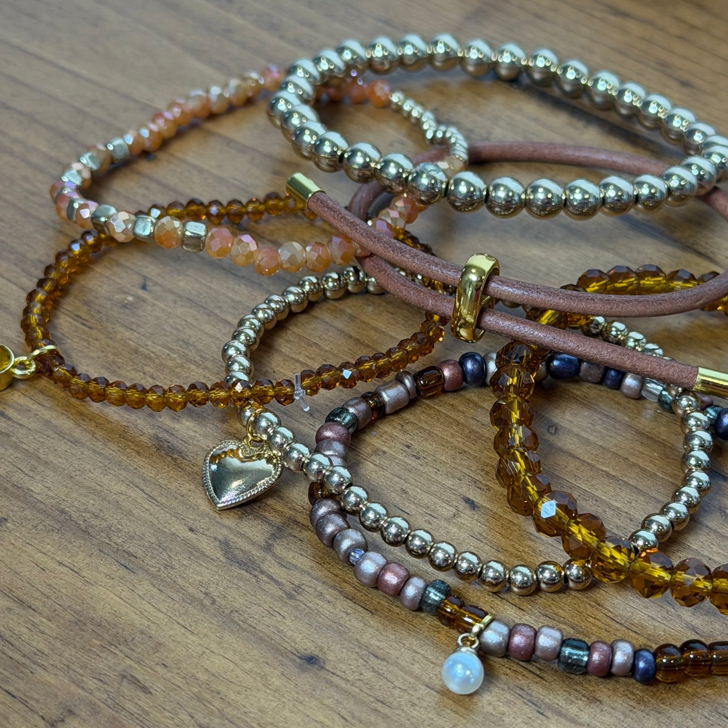 Brown, Bronze and Gold Bracelet Stack