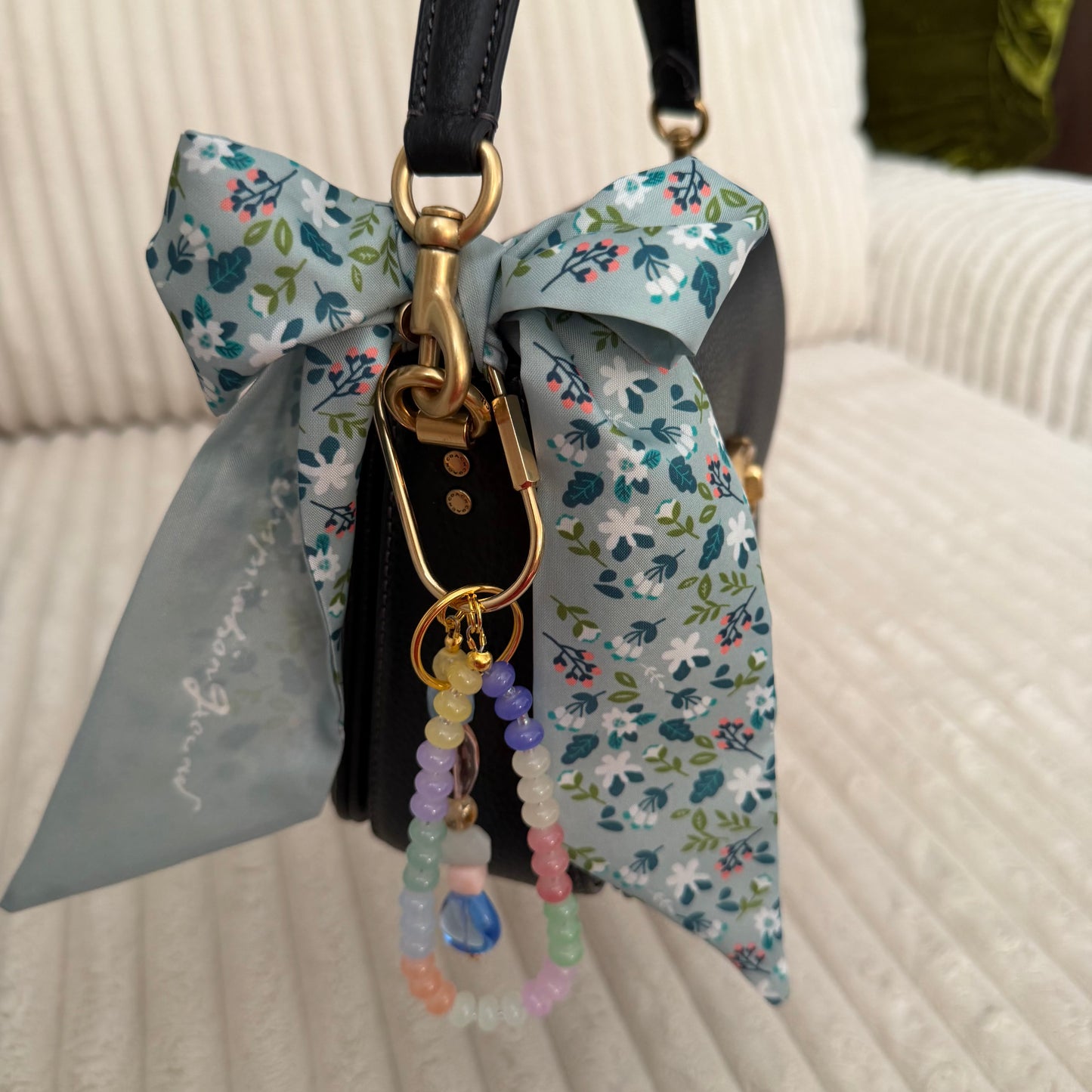 Blue Spring Floral Bag Charm