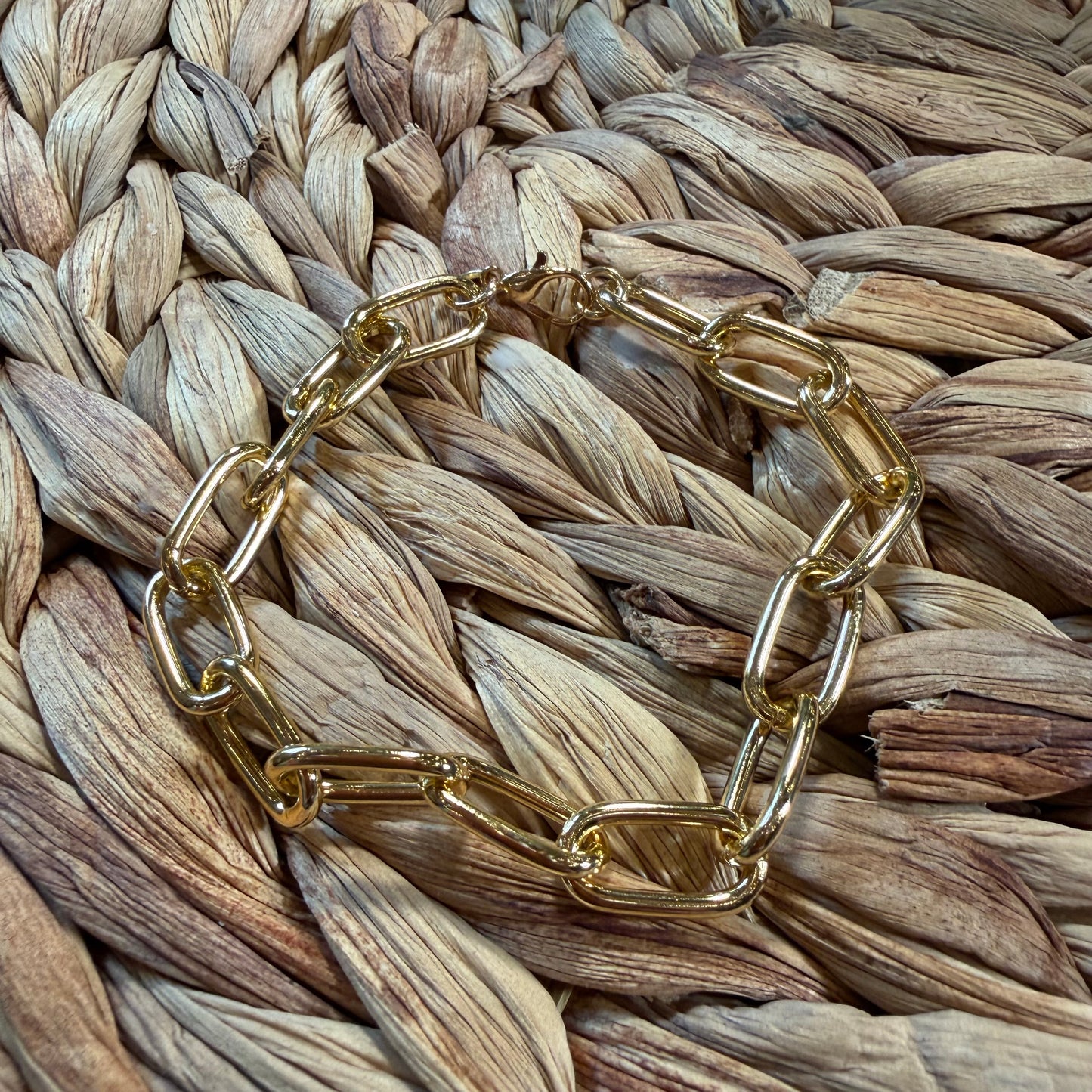 Gold Paperclip Chain Link Bracelet