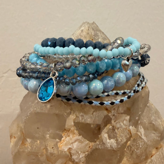 Winter Sky Blue Stretch Bracelet Stack