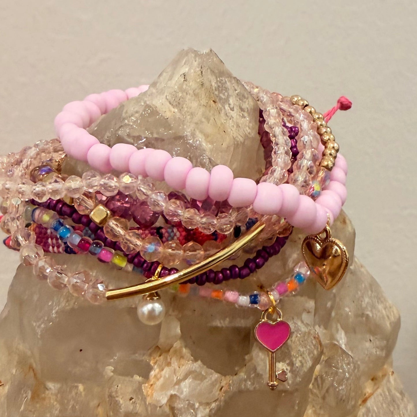 Barbie Girl Pink Stretch Bracelet Stack