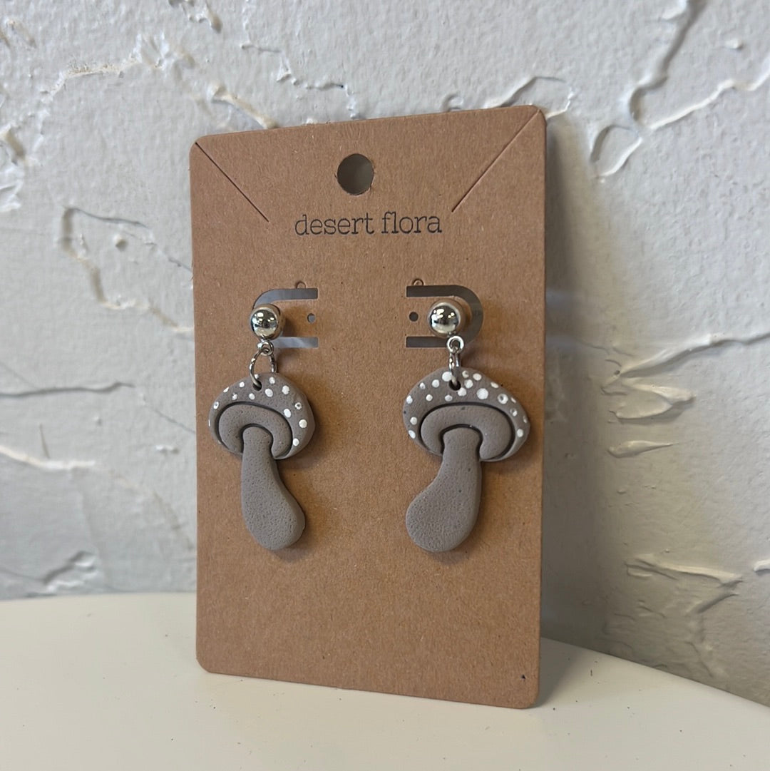 Grey Skies Mushroom Clay Earrings