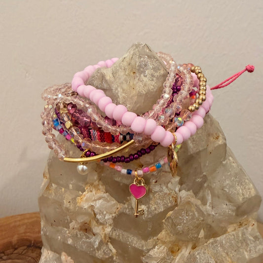 Barbie Girl Pink Stretch Bracelet Stack
