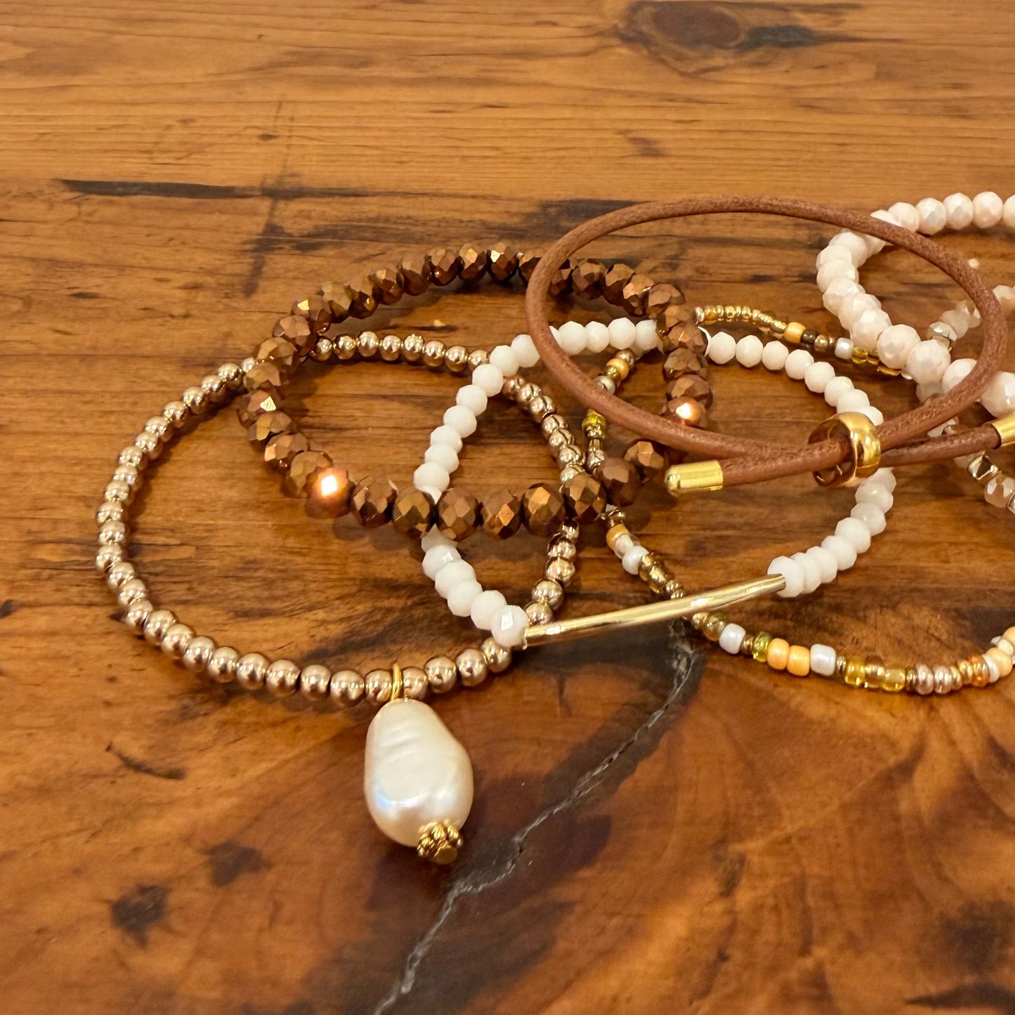 Blushing Bronze Stretch Bracelet Stack