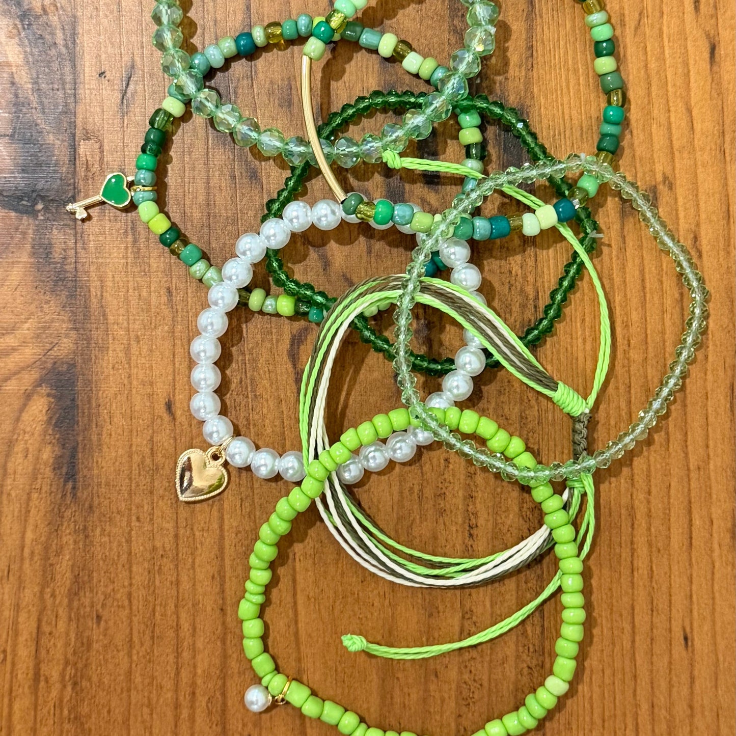 Green Apple Stretch Bracelet Stack