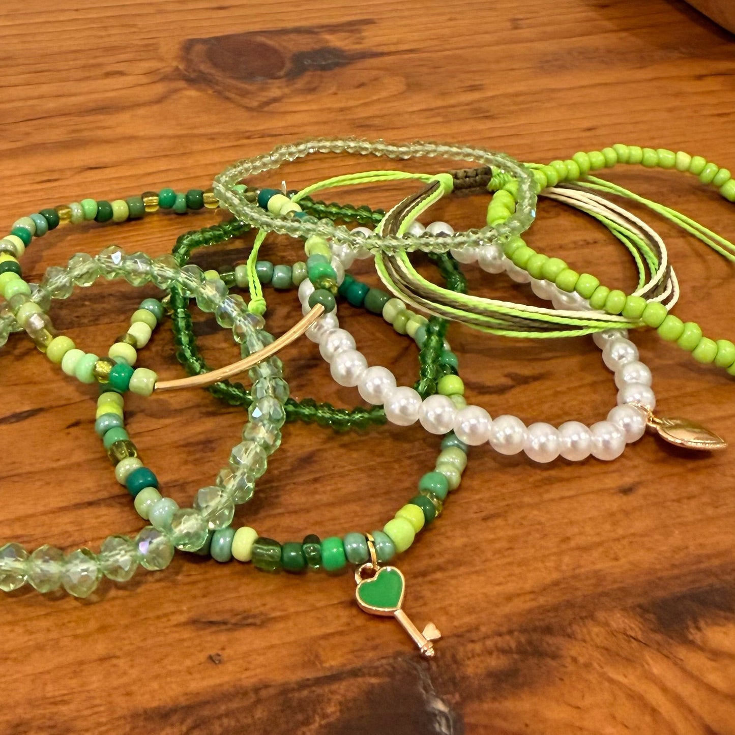 Green Apple Stretch Bracelet Stack