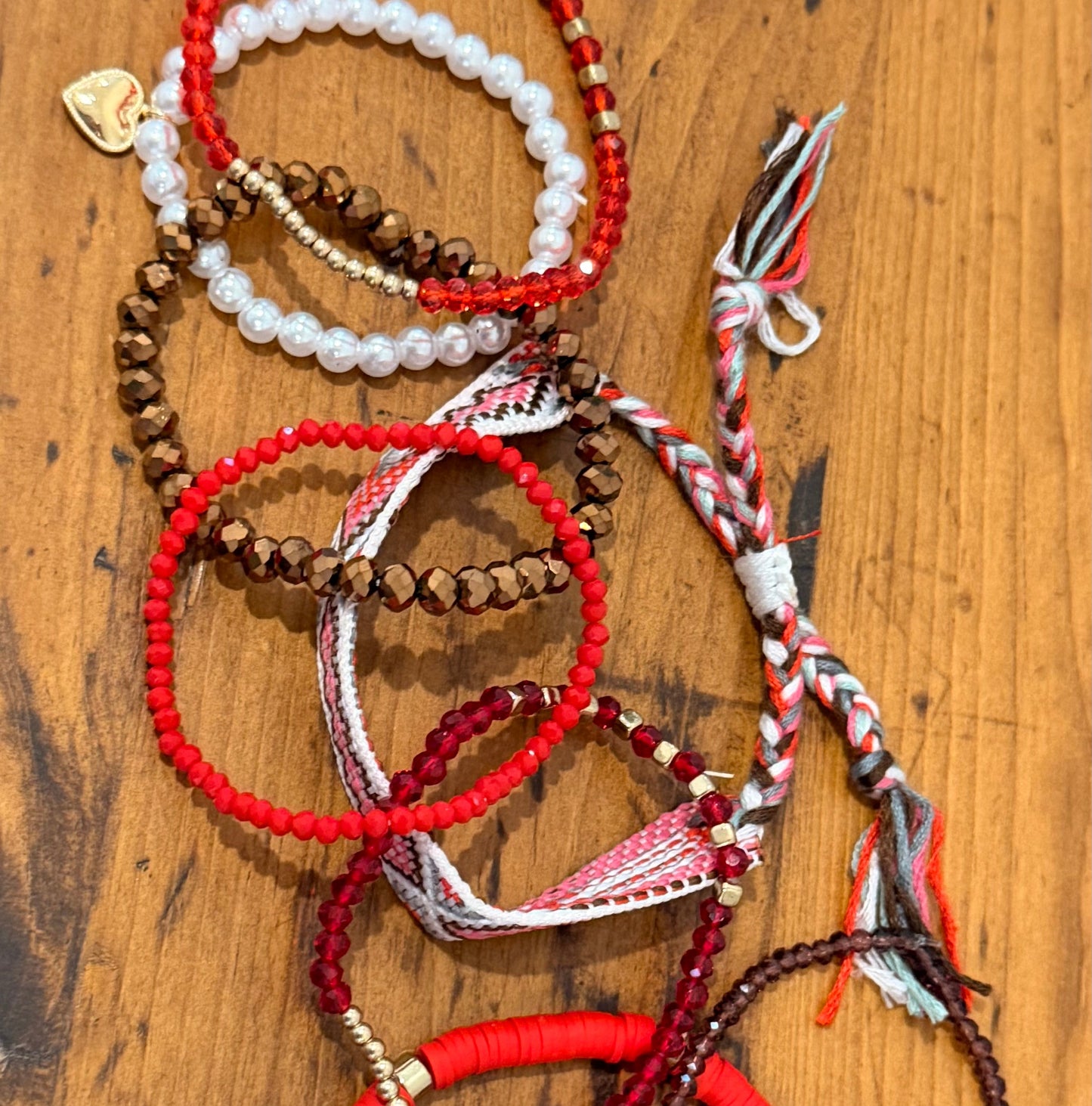 Strawberry Bronze Stretch Bracelet Stack