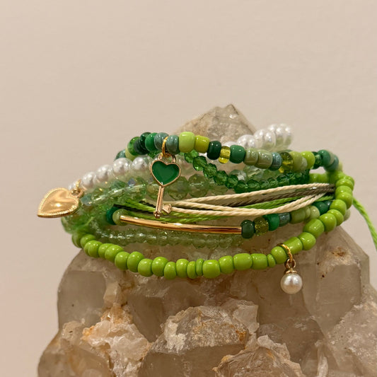Green Apple Stretch Bracelet Stack