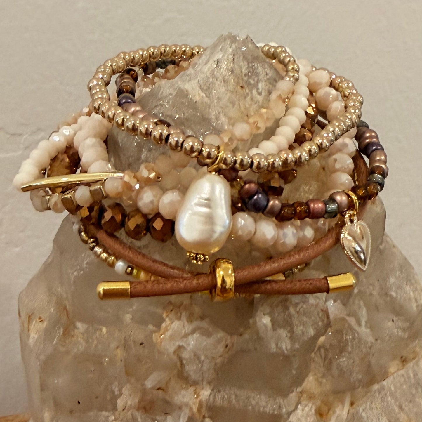 Blushing Bronze Stretch Bracelet Stack