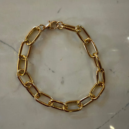 Gold Paperclip Chain Link Bracelet