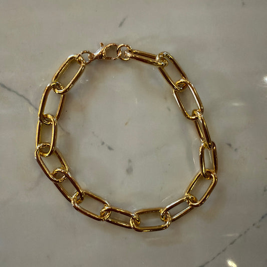 Gold Paperclip Chain Link Bracelet