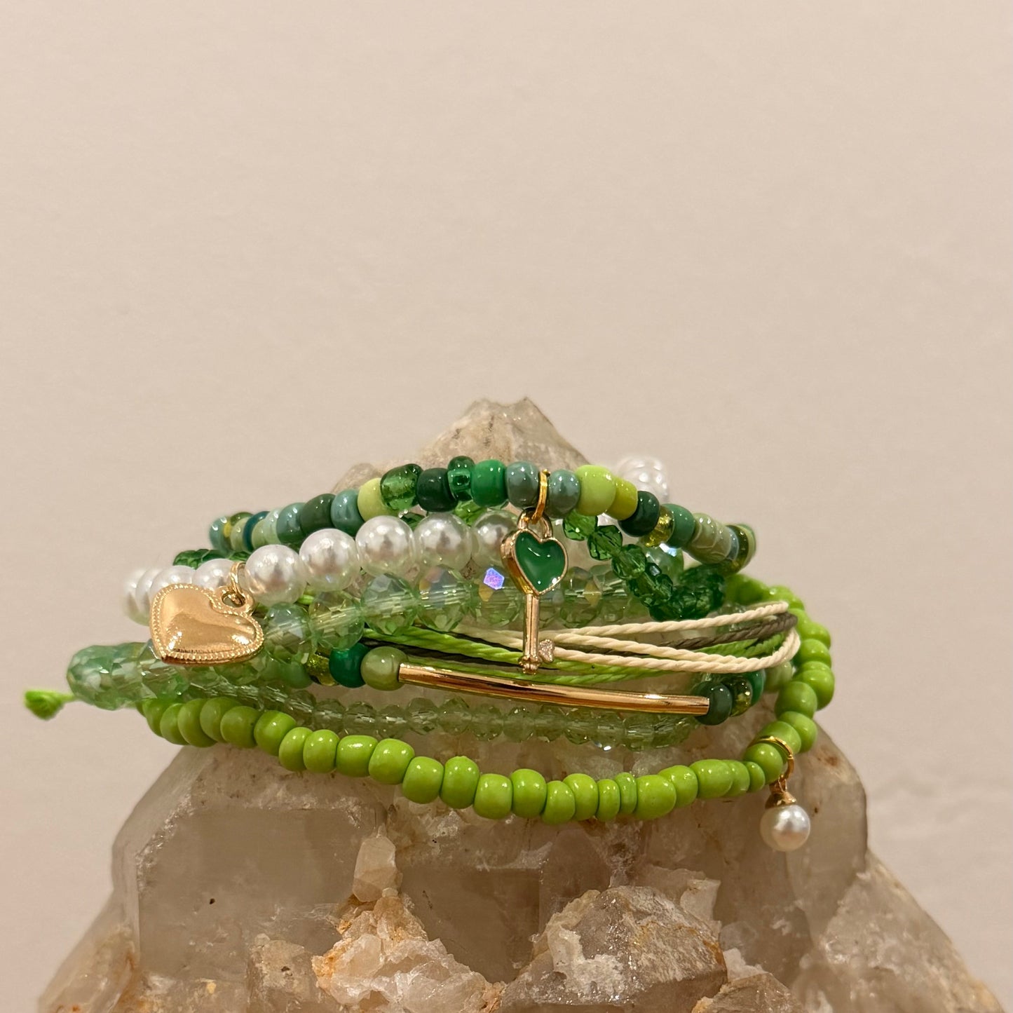 Green Apple Stretch Bracelet Stack