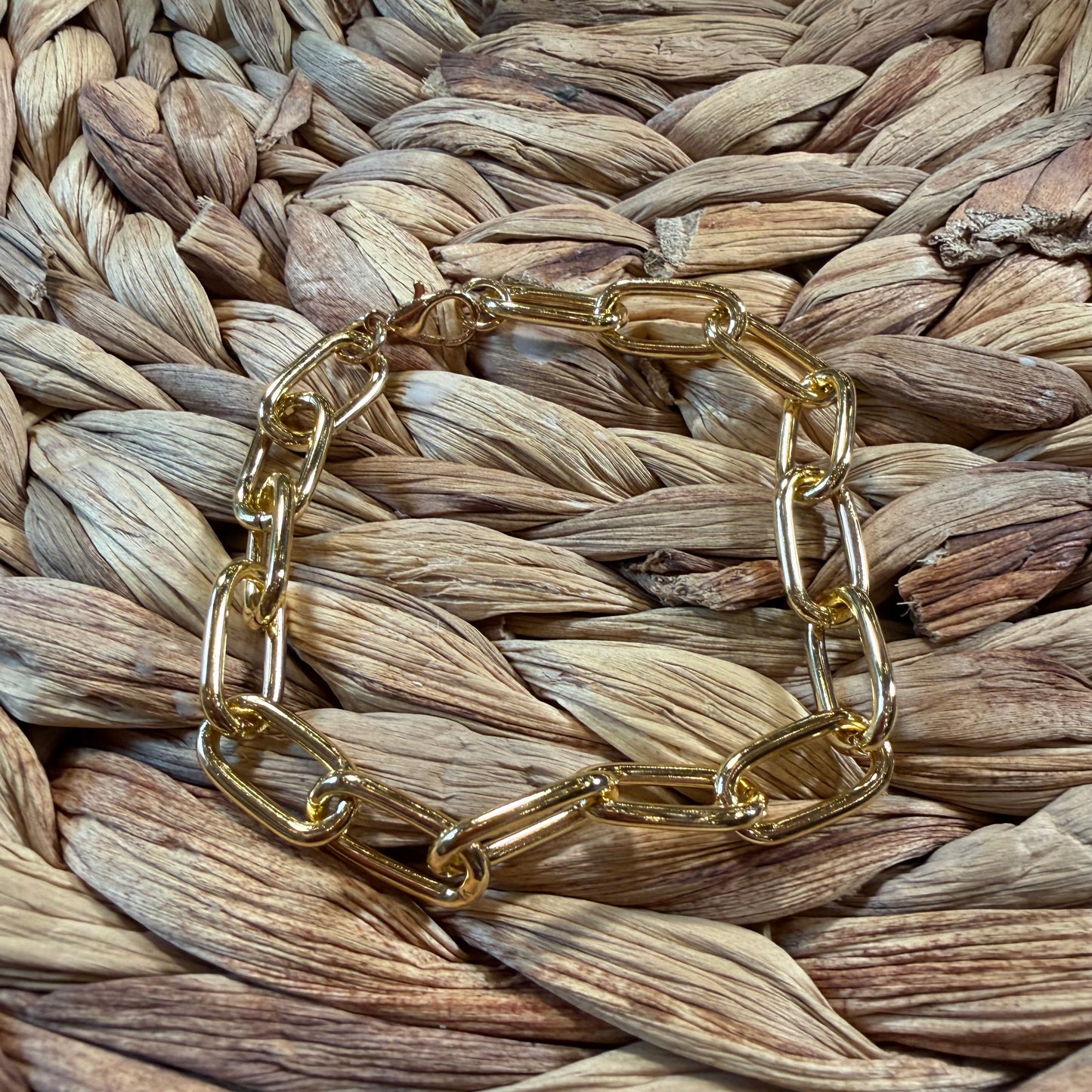 Gold Paperclip Chain Link Bracelet