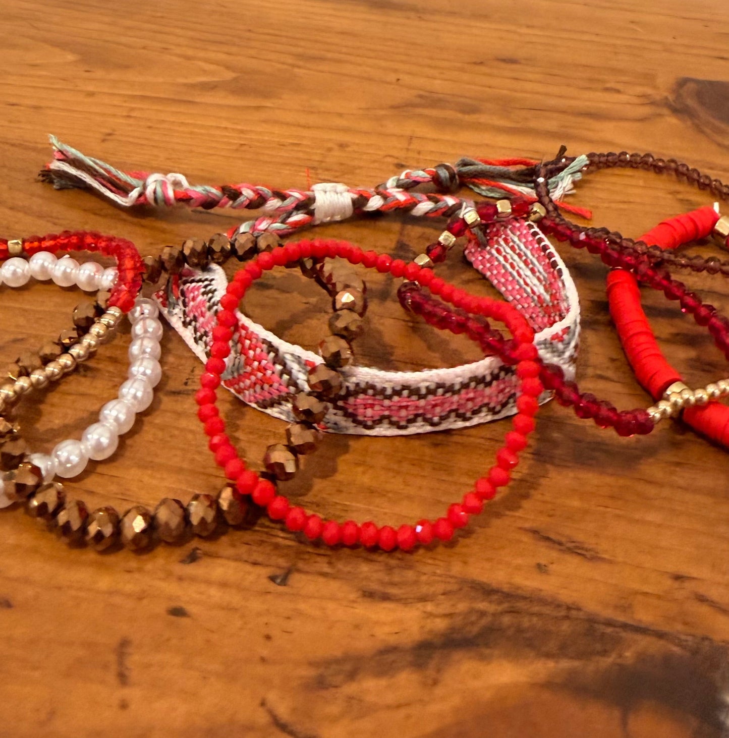 Strawberry Bronze Stretch Bracelet Stack