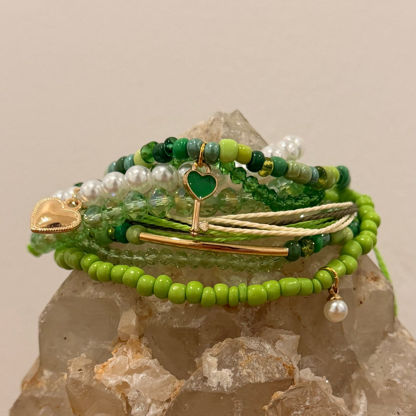 Green Apple Stretch Bracelet Stack