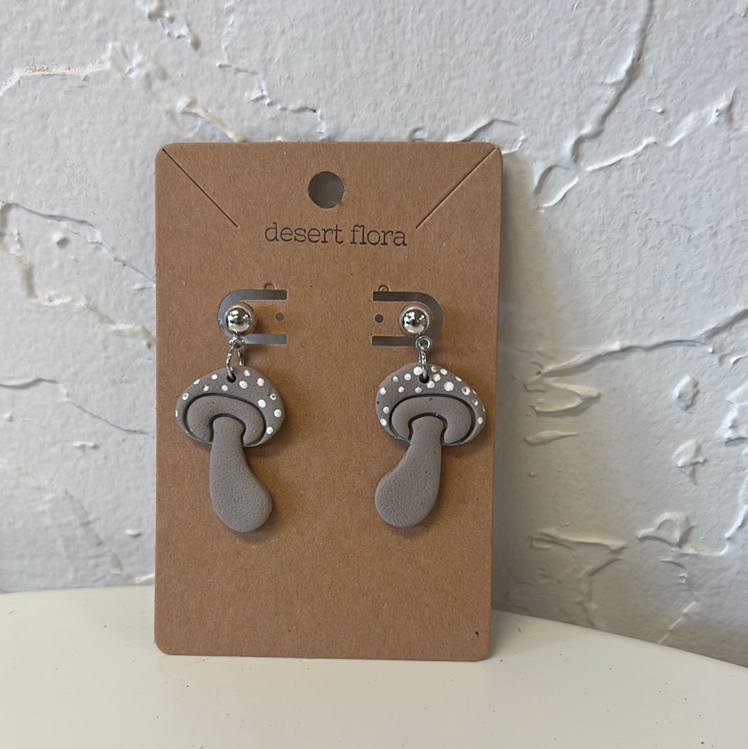 Grey Skies Mushroom Clay Earrings