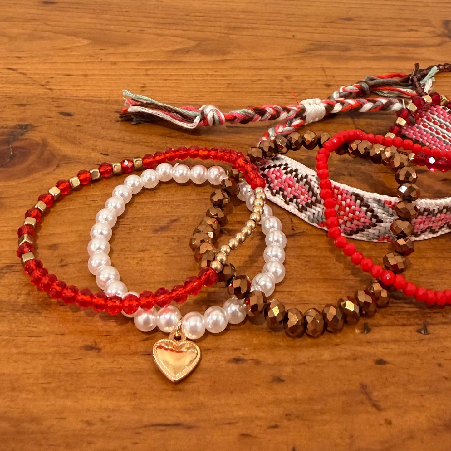 Strawberry Bronze Stretch Bracelet Stack