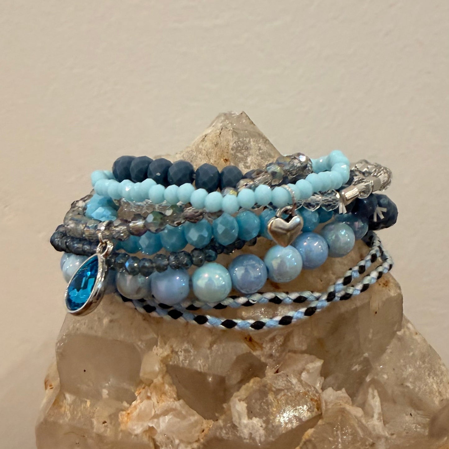 Winter Sky Blue Stretch Bracelet Stack