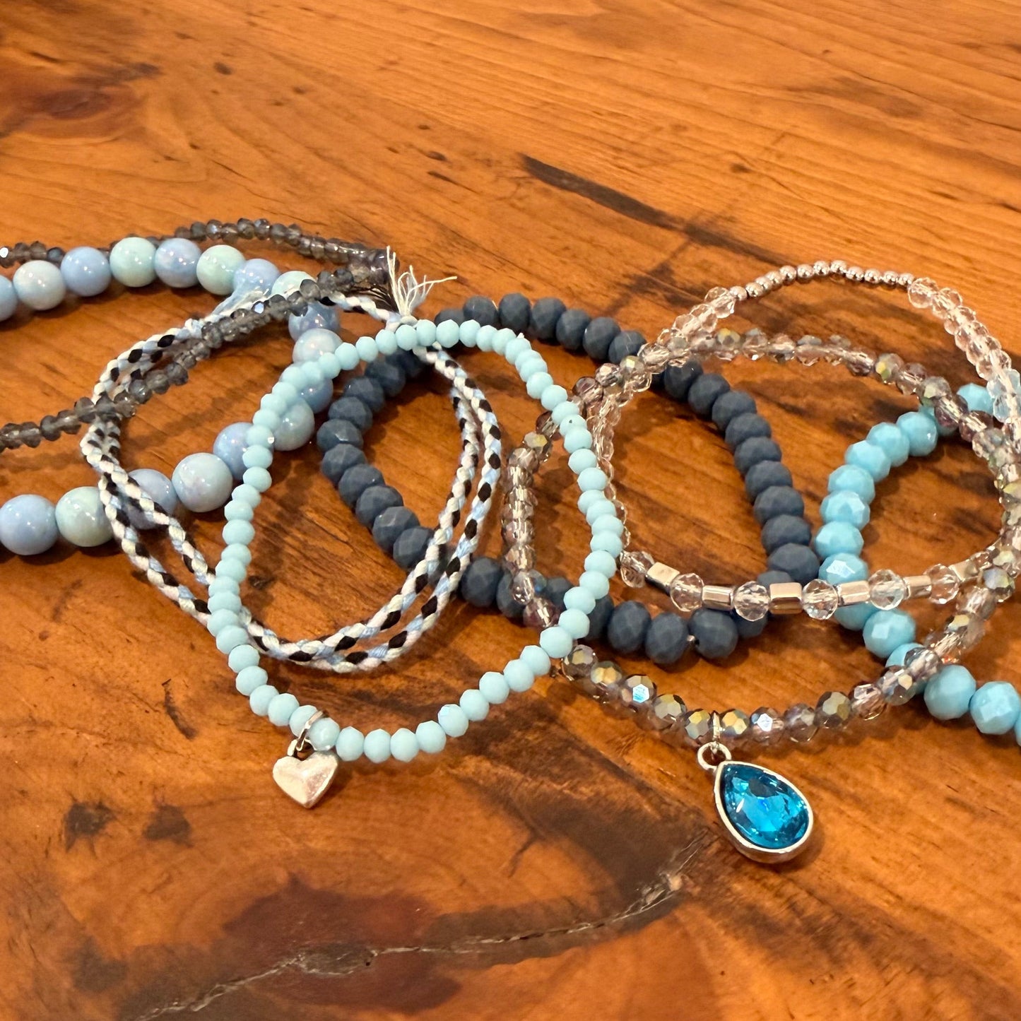 Winter Sky Blue Stretch Bracelet Stack
