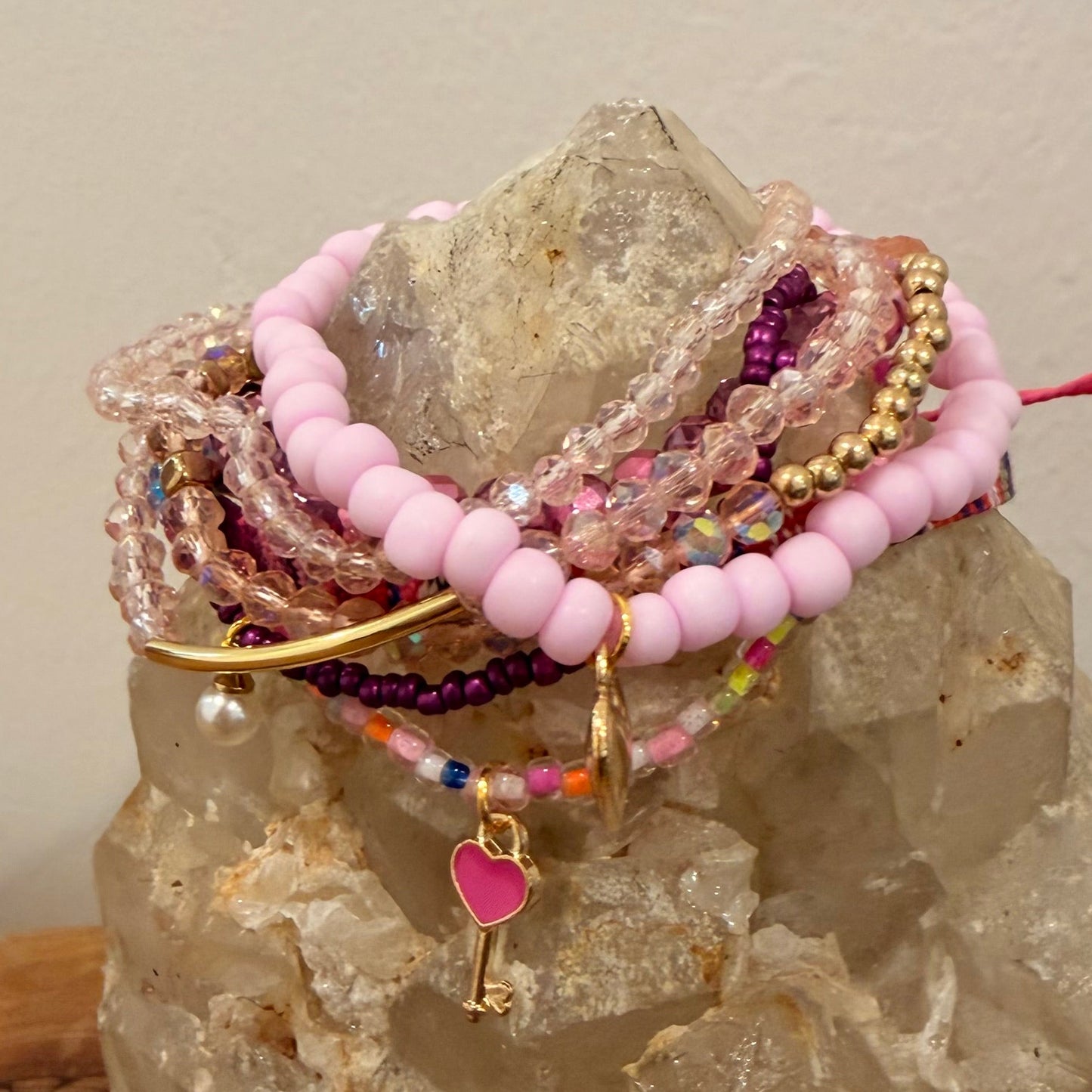 Barbie Girl Pink Stretch Bracelet Stack