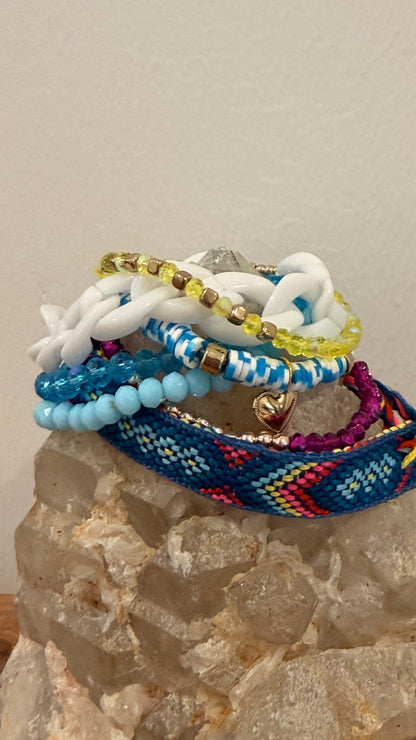 Blue and Purple Stretch Bracelet Stack