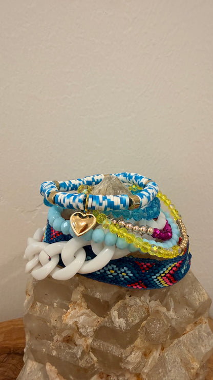 Blue and Purple Stretch Bracelet Stack