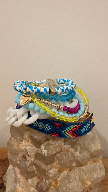Blue and Purple Stretch Bracelet Stack
