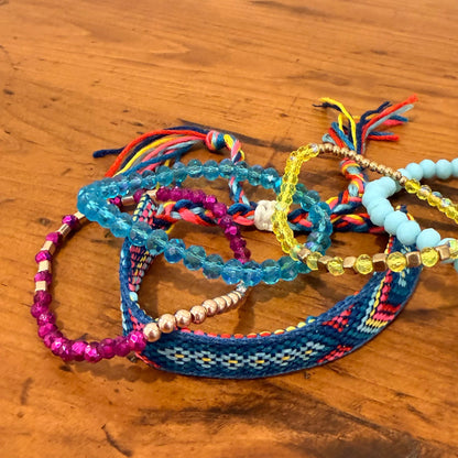 Blue and Purple Stretch Bracelet Stack