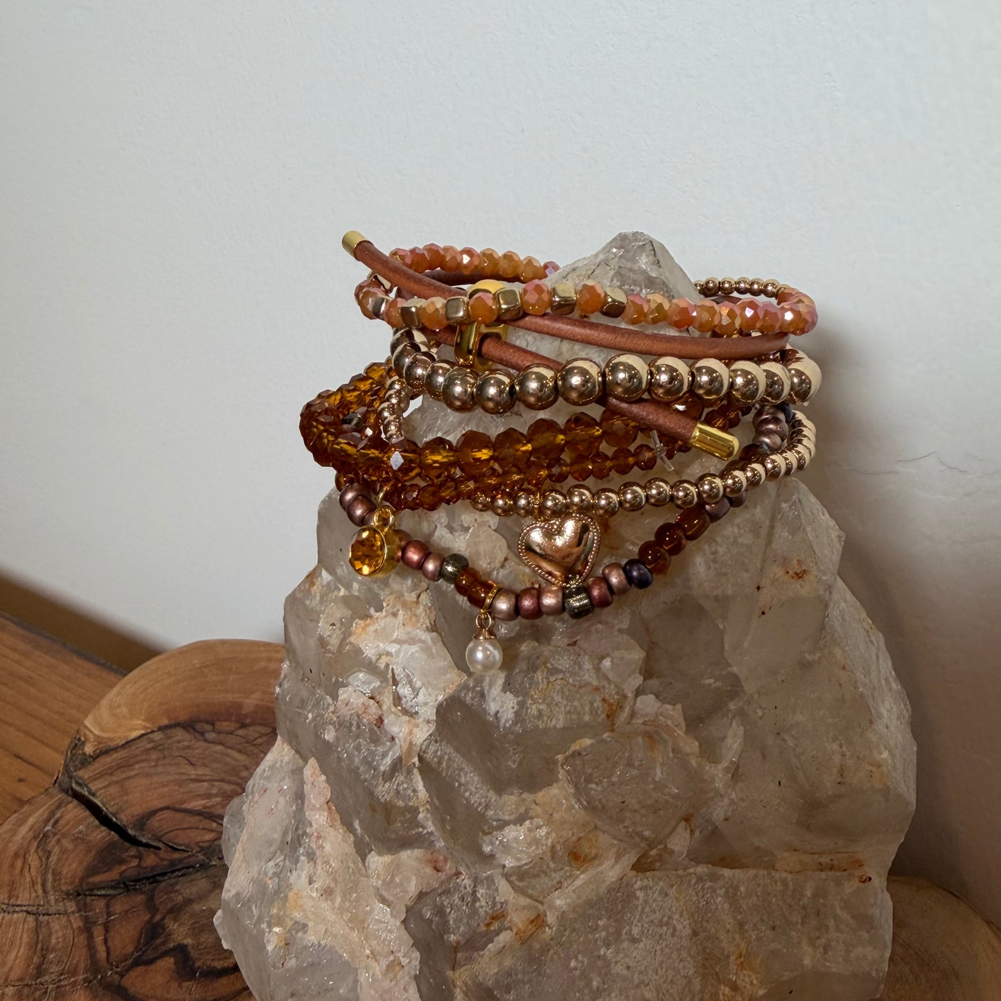 Brown, Bronze and Gold Bracelet Stack