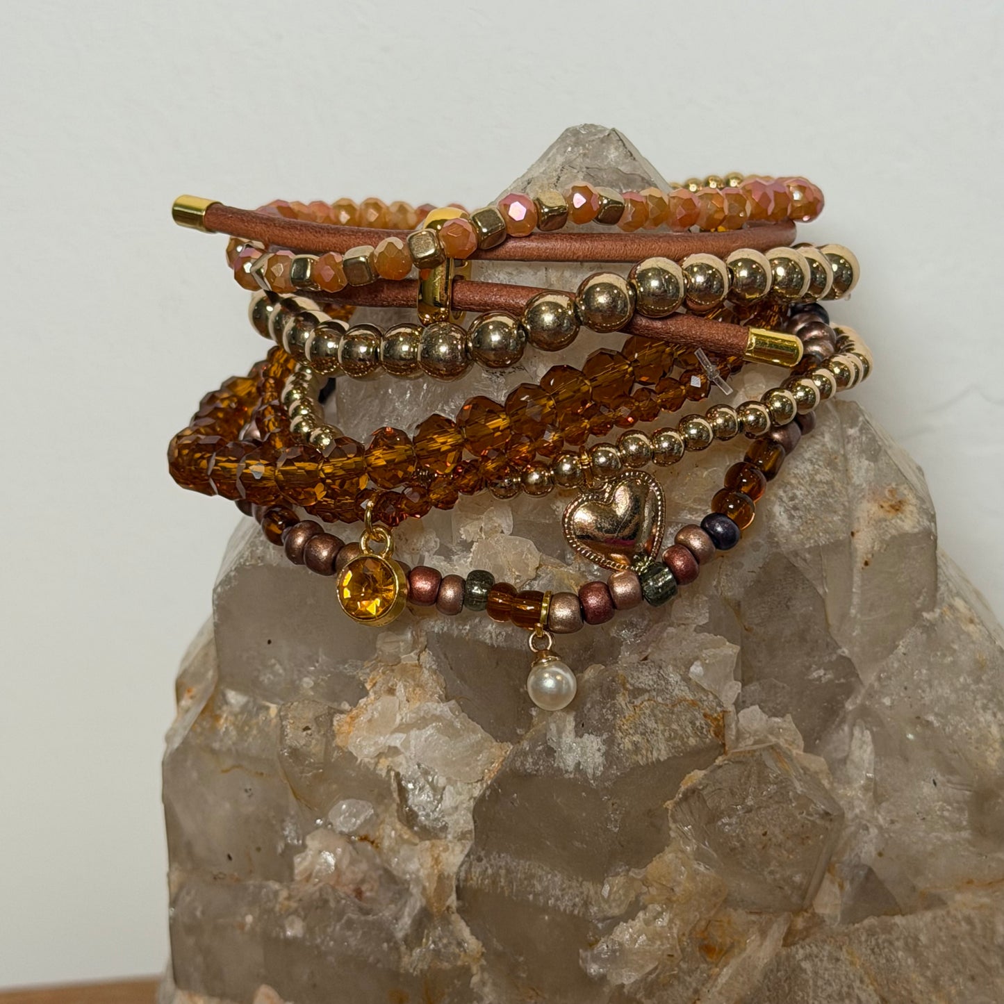Brown, Bronze and Gold Bracelet Stack