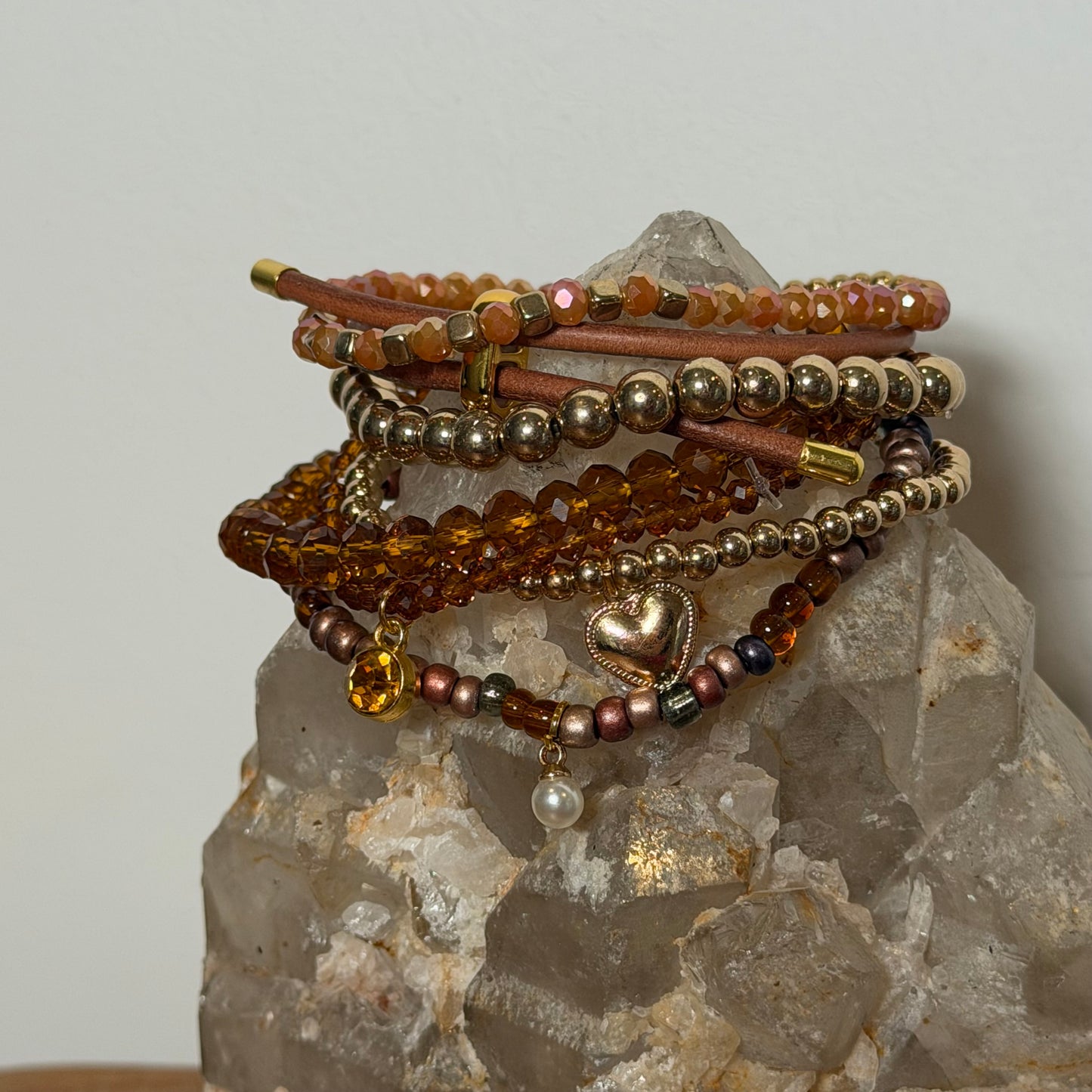 Brown, Bronze and Gold Bracelet Stack