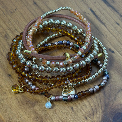 Brown, Bronze and Gold Bracelet Stack