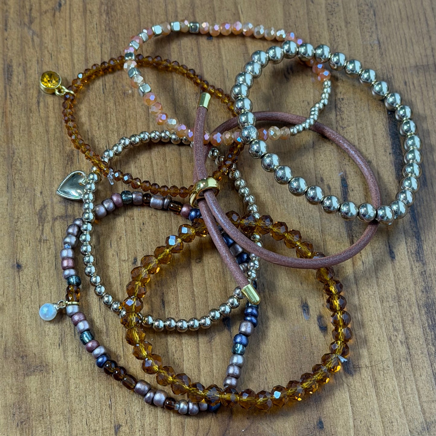 Brown, Bronze and Gold Bracelet Stack