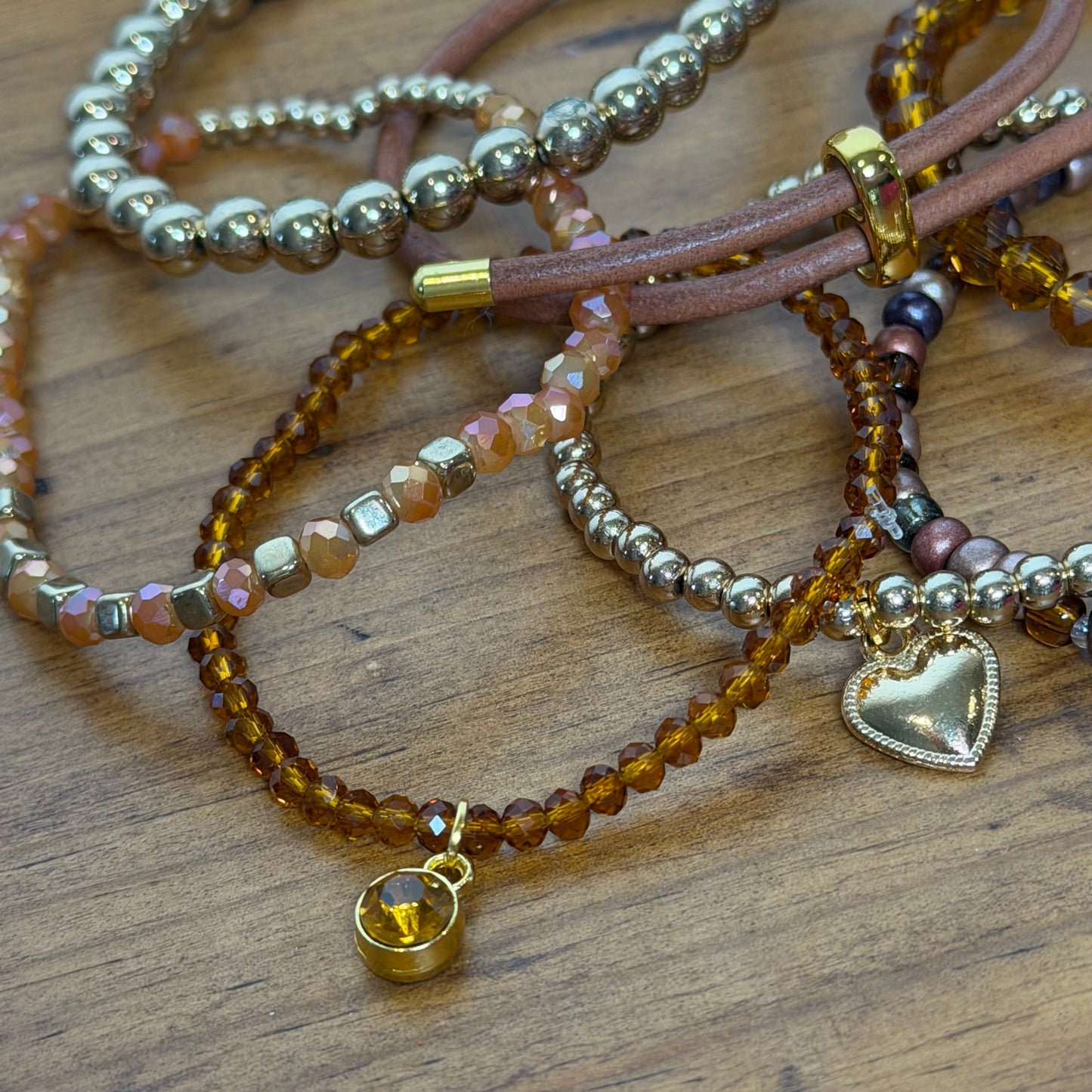 Brown, Bronze and Gold Bracelet Stack