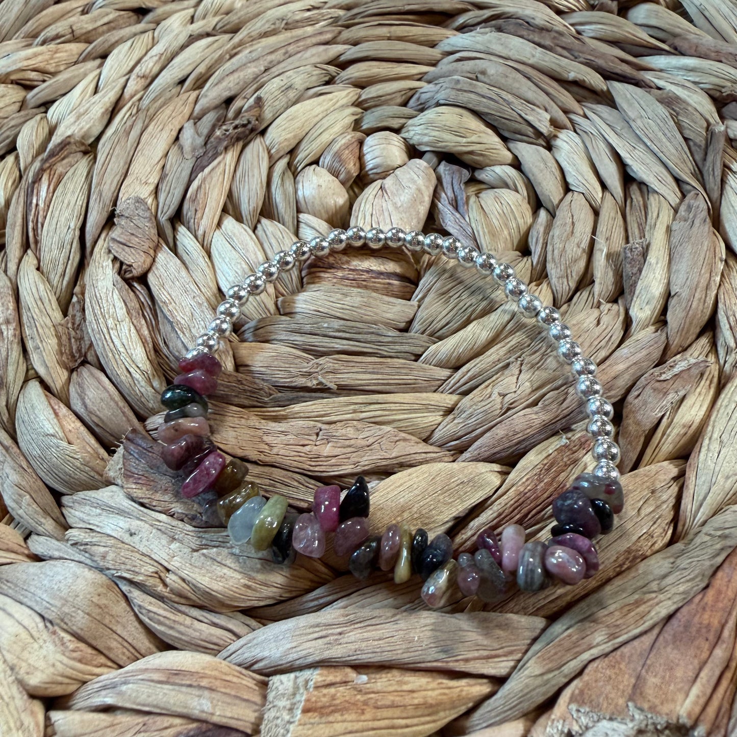 Watermelon Tourmaline Beaded Stretch Bracelet