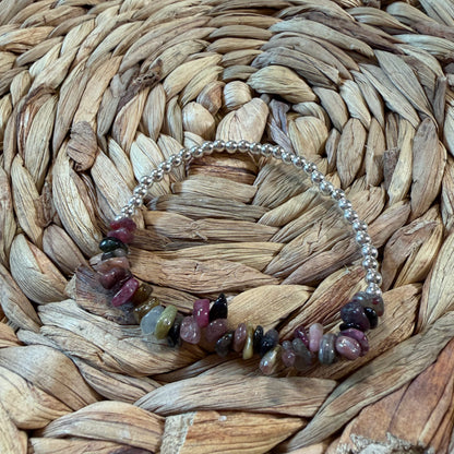 Watermelon Tourmaline Beaded Stretch Bracelet
