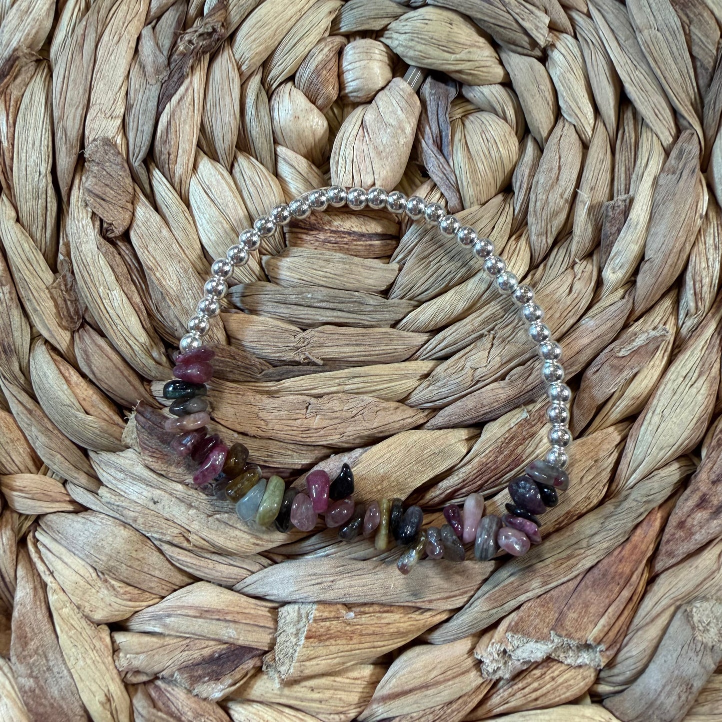 Watermelon Tourmaline Beaded Stretch Bracelet