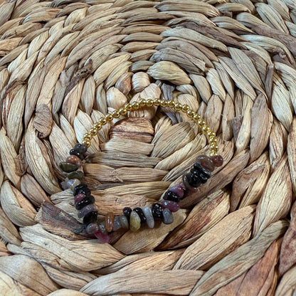 Watermelon Tourmaline Beaded Stretch Bracelet