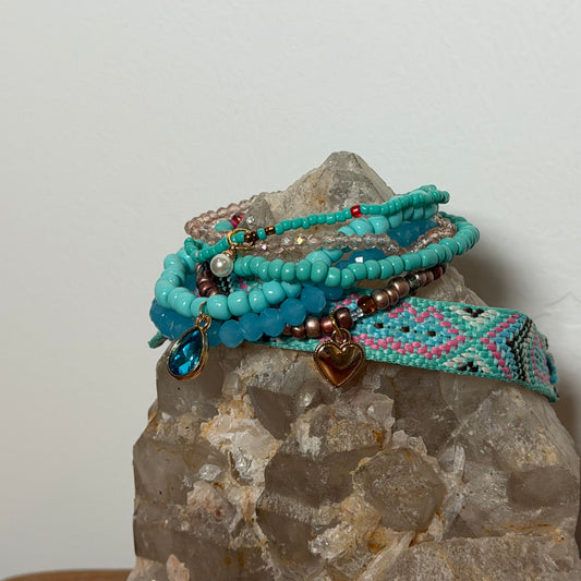 Mint and Chocolate Stretch Bracelet Stack