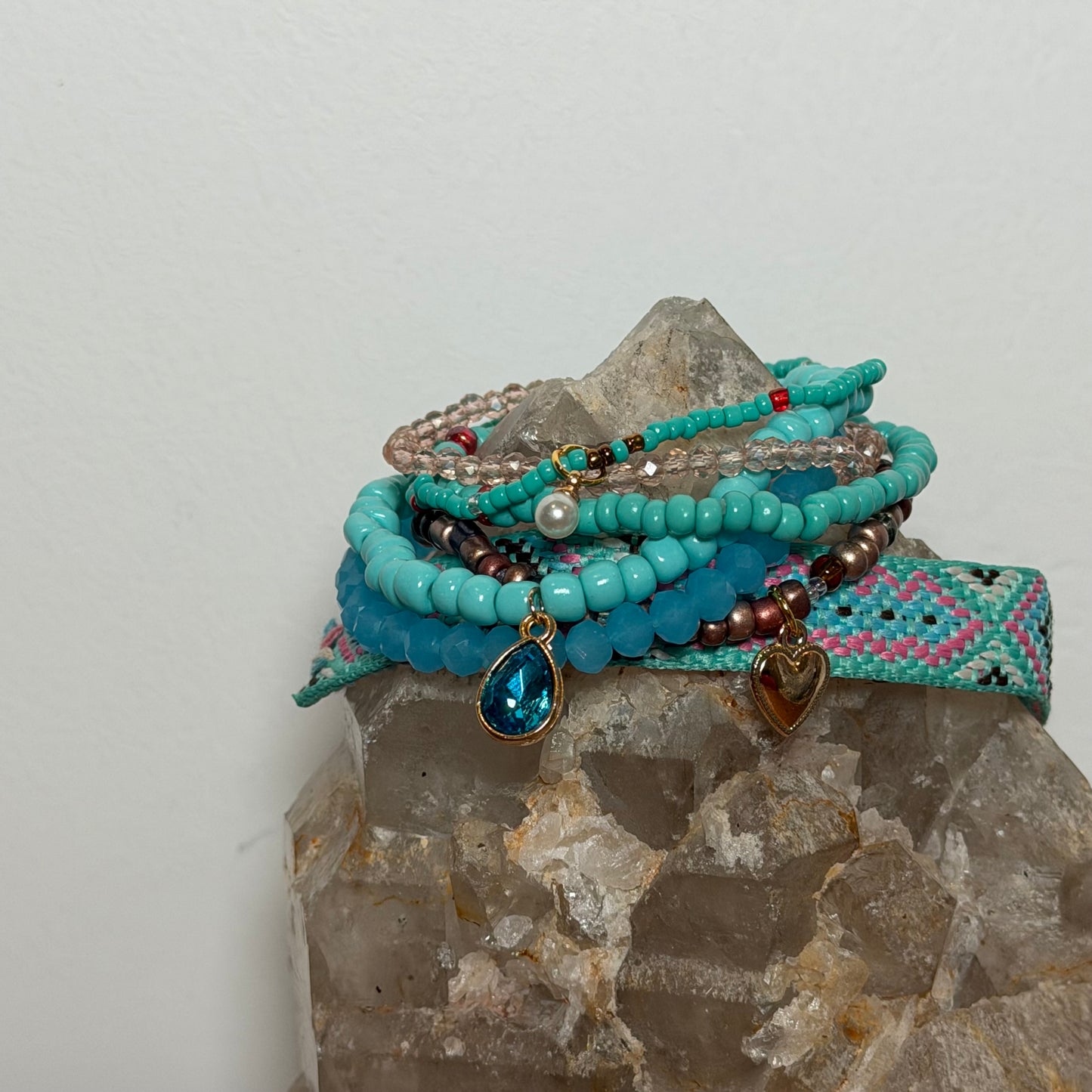 Mint and Chocolate Stretch Bracelet Stack