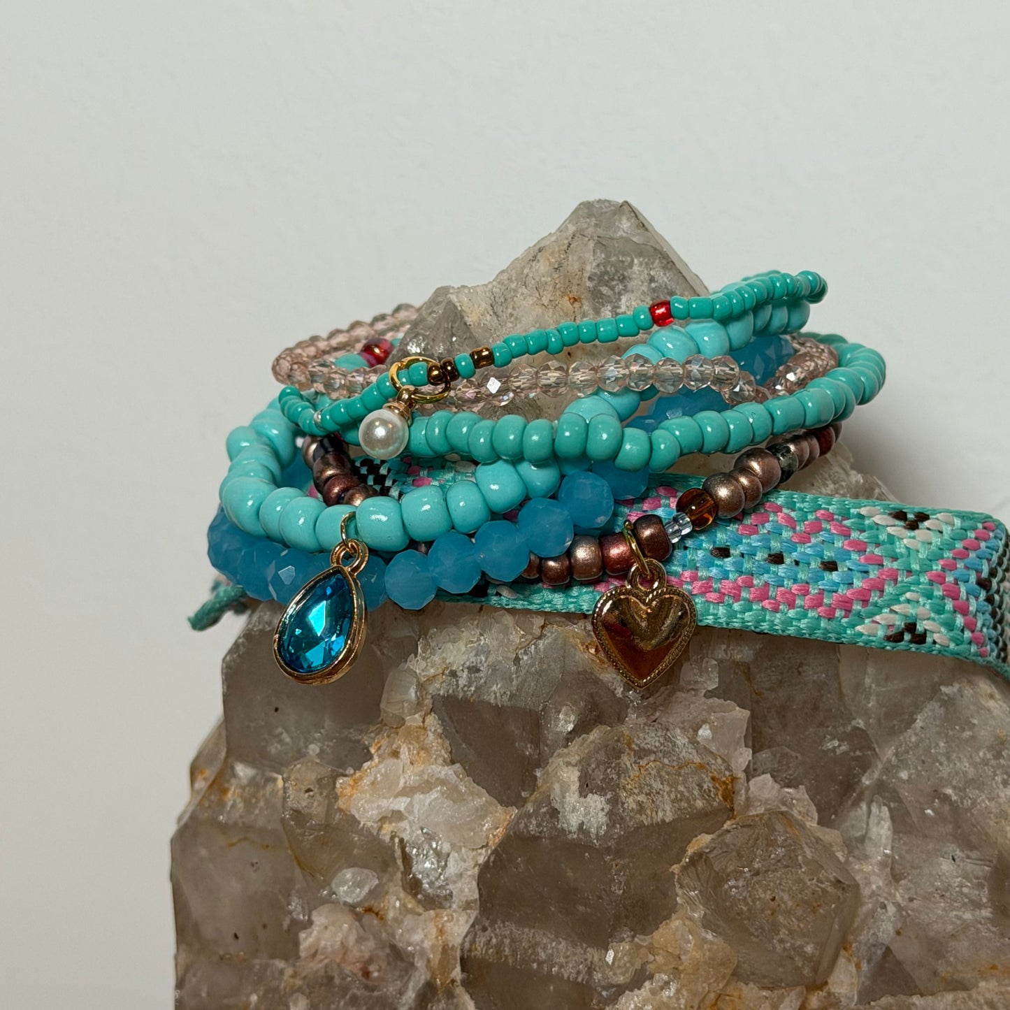 Mint and Chocolate Stretch Bracelet Stack