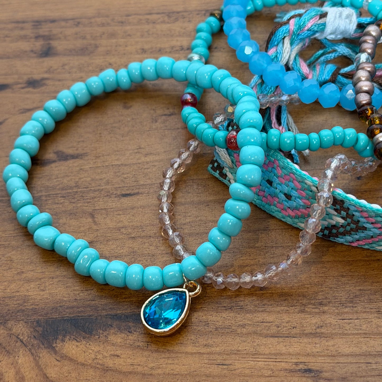 Mint and Chocolate Stretch Bracelet Stack