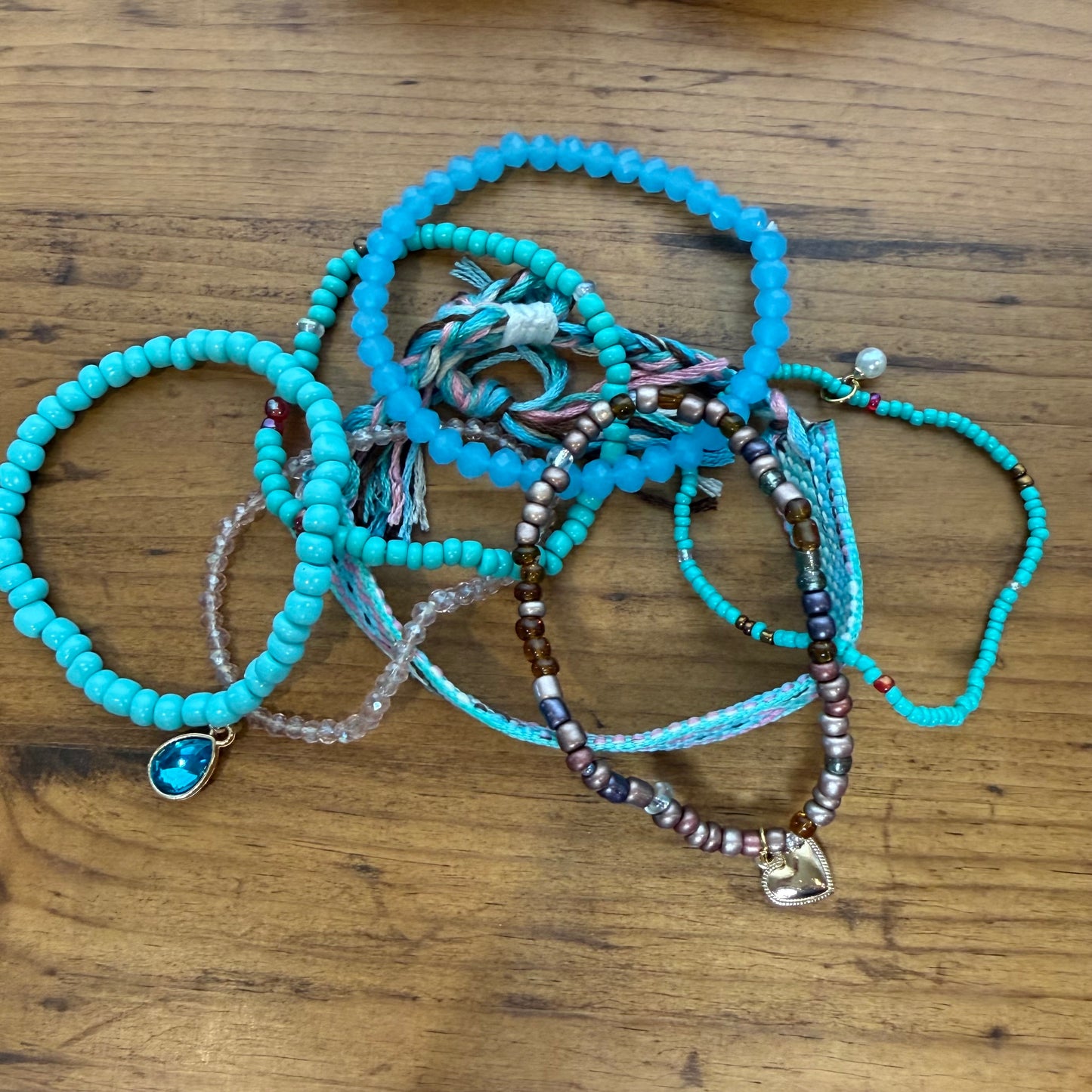 Mint and Chocolate Stretch Bracelet Stack