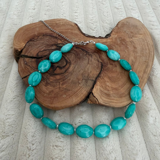 Turquoise Glass Beaded Necklace
