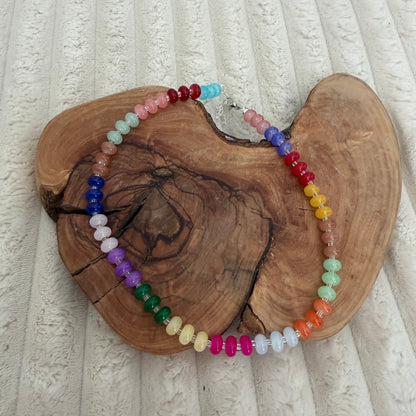 Rainbow Glass Beaded Necklace and Bracelet Set