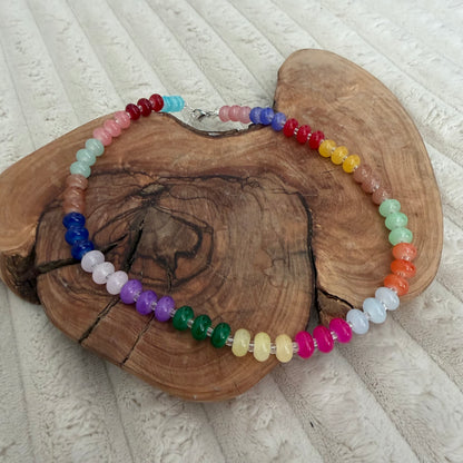 Rainbow Glass Beaded Necklace and Bracelet Set