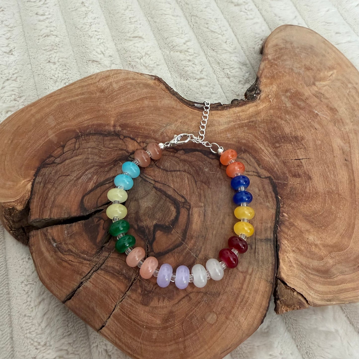 Rainbow Glass Beaded Necklace and Bracelet Set