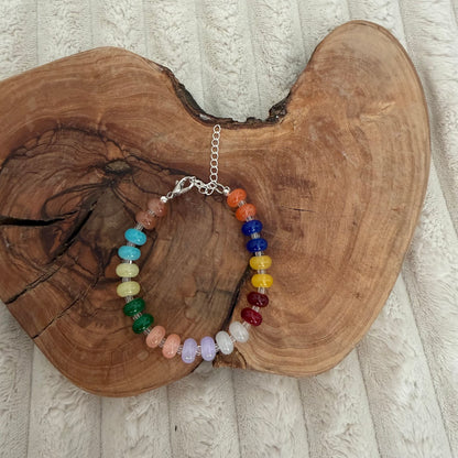 Rainbow Glass Beaded Necklace and Bracelet Set